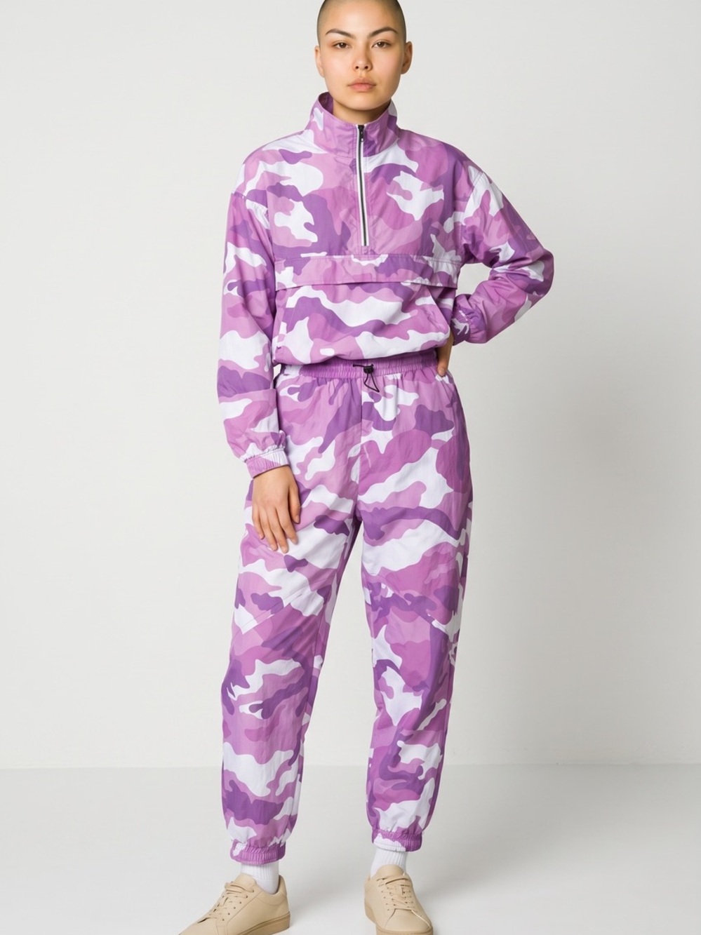Forever 21 Purple & White Camo Track Jacket and Joggers Set